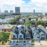 a neighborhood in Houston shown from above, including houses designed by Mazzarino Construction & Development